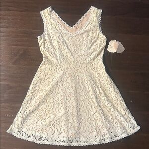 New with tags! Altar'd State Cream Lace Sleeveless Mini Dress